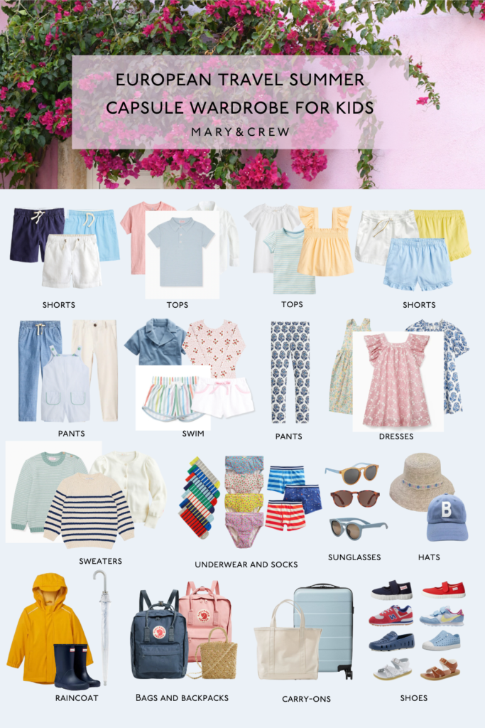 European travel summer capsule wardrobe for kids