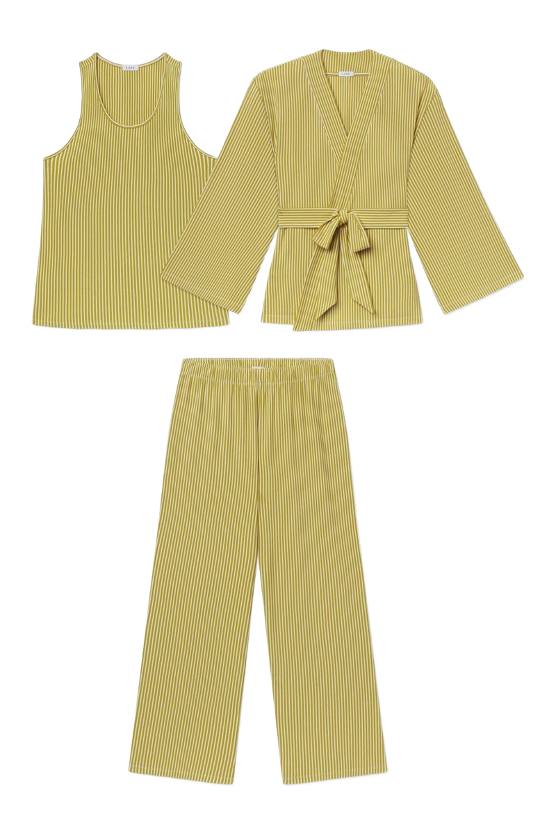 LAKE | DreamModal Kimono Pants Bundle – Velvet Green Pencil Stripe